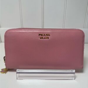 Prada Continental Long Pink Zip-Around Wallet